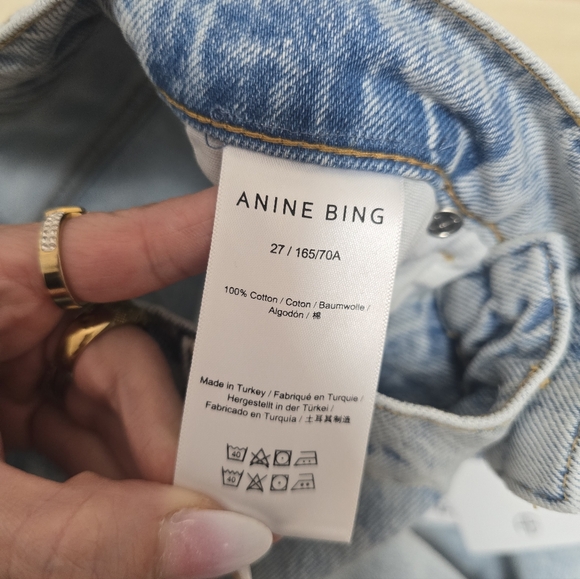 Anine Bing Kate High Rise Slim Straight Jeans In Distructed Bleached New Size 27 - Picture 12 of 13